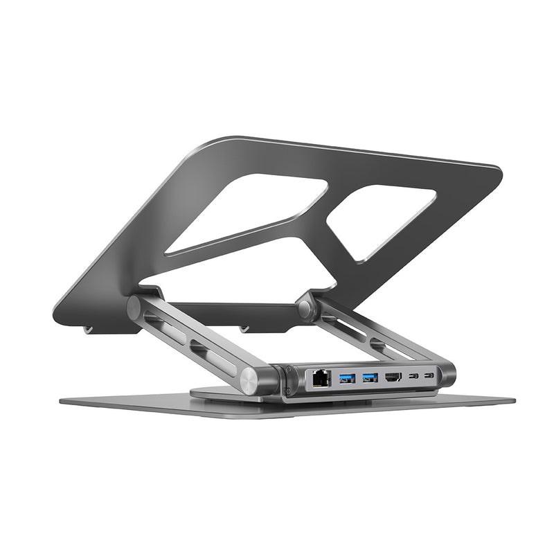 Laptop stander med hub – UNITEK D1109A, grå, op til 17" billede