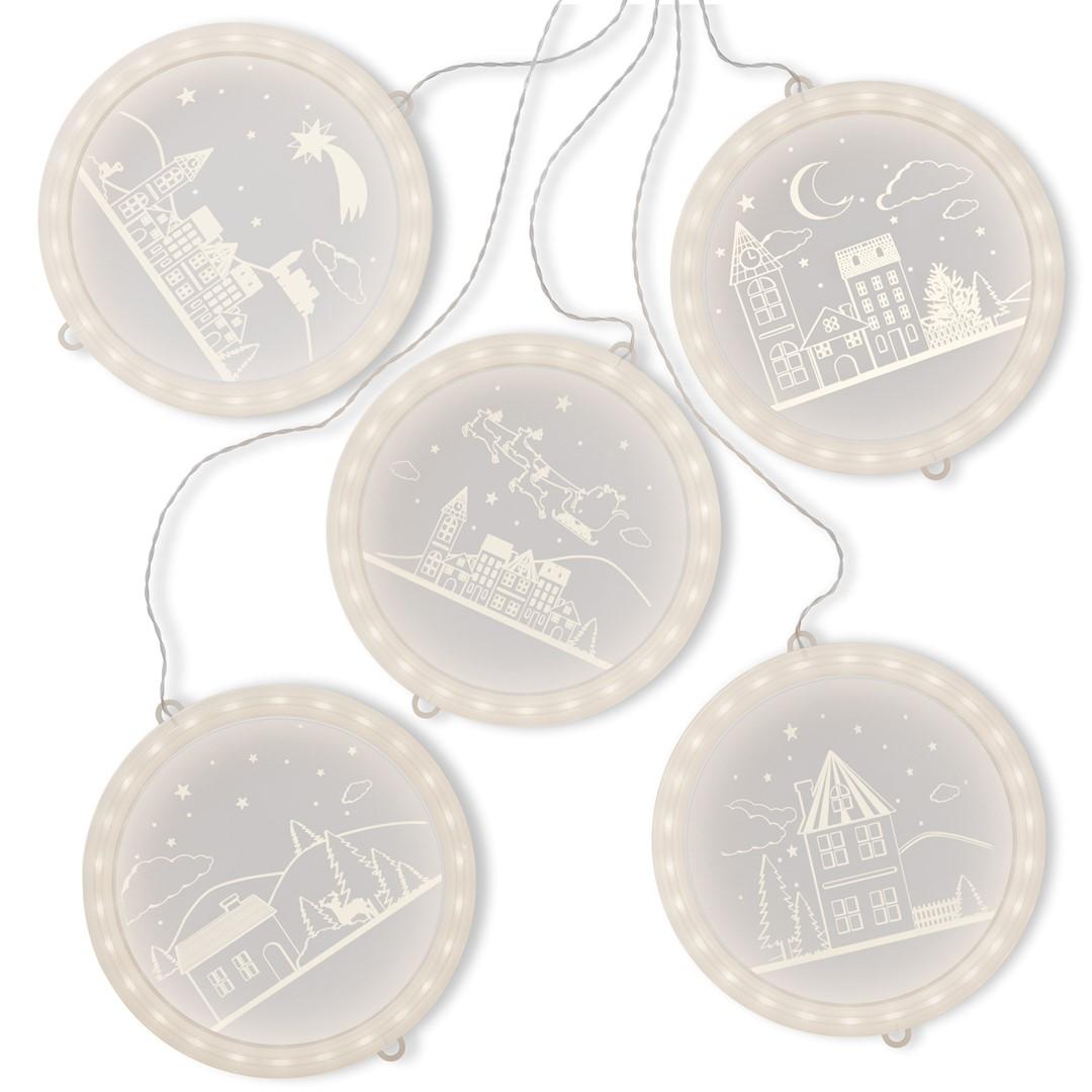Julelys vinduesdekoration AmeliaHome Christmas City - transparent, indendørs billede