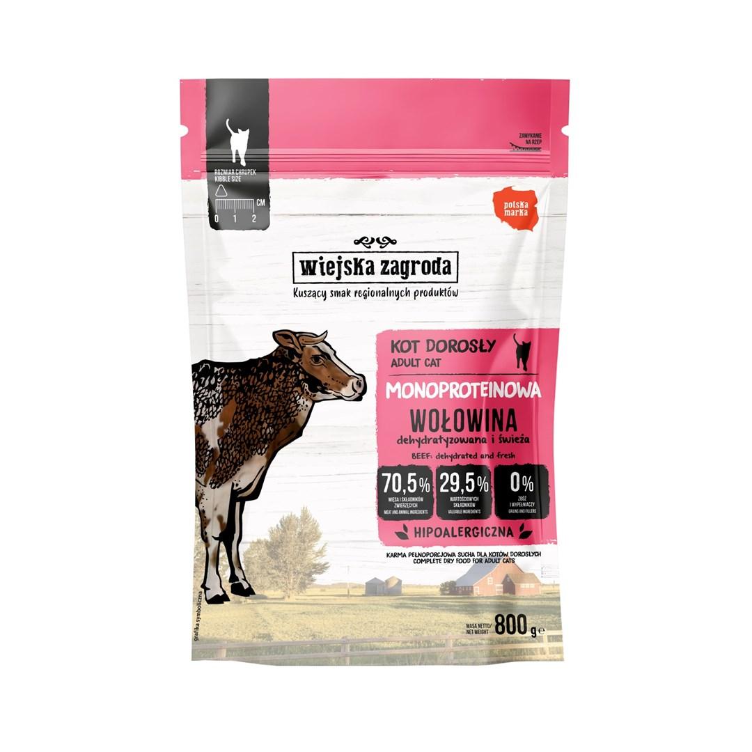 Kattemad tørfoder – Wiejska Zagroda Monoprotein Okse, 800 g billede