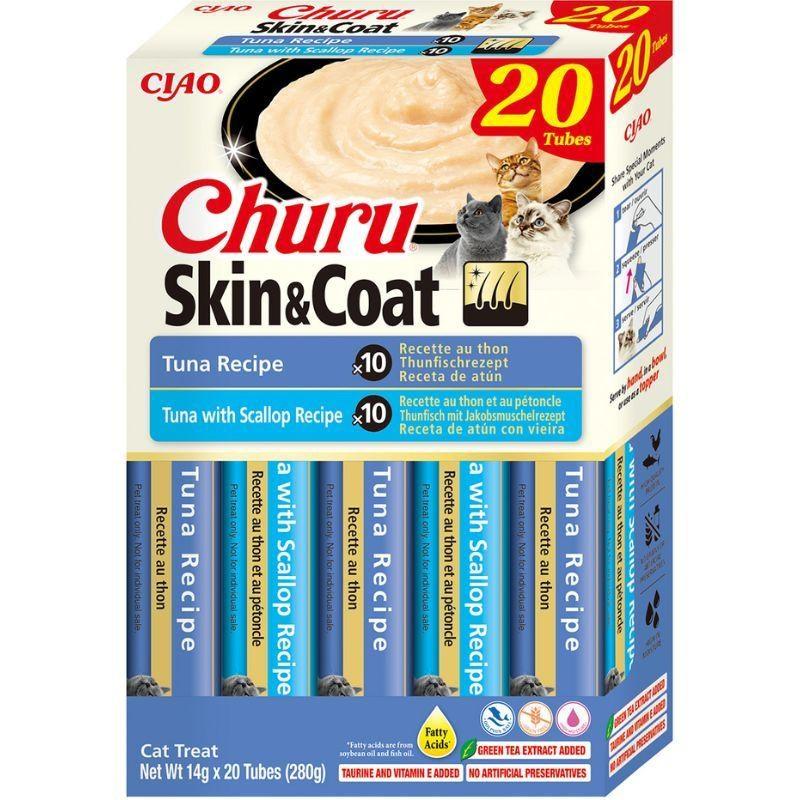 Kattegodbidder INABA Churu Skin & Coat - tun - 20 × 14 g billede