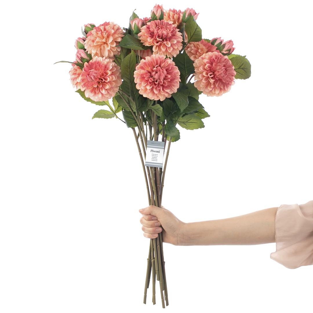 Kunstig blomst - AmeliaHome Piwoni, koral, 62 cm billede