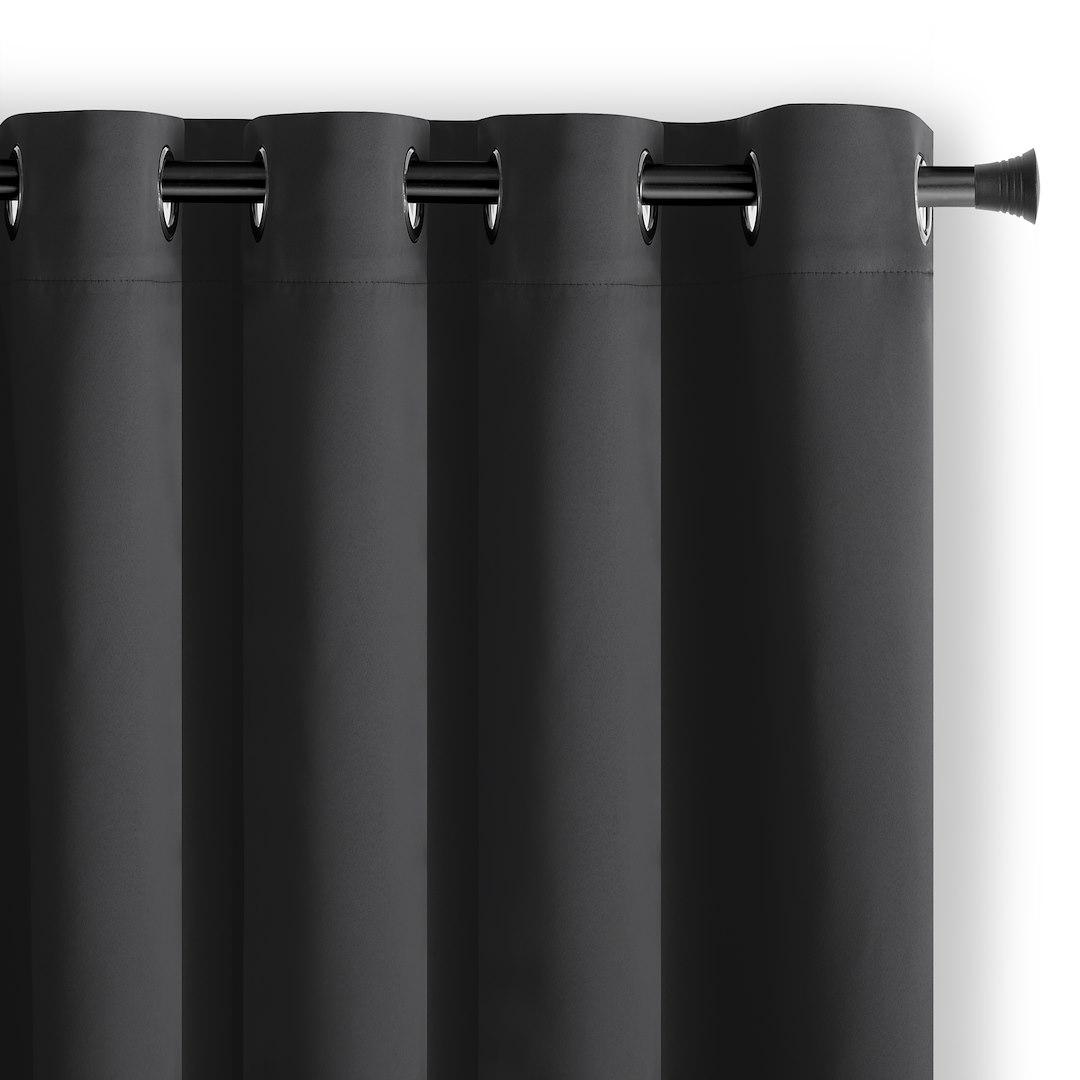 Mørklægningsgardin blackout 140x270 cm - sort, klassisk stil med sølv-øskner - AmeliaHome billede