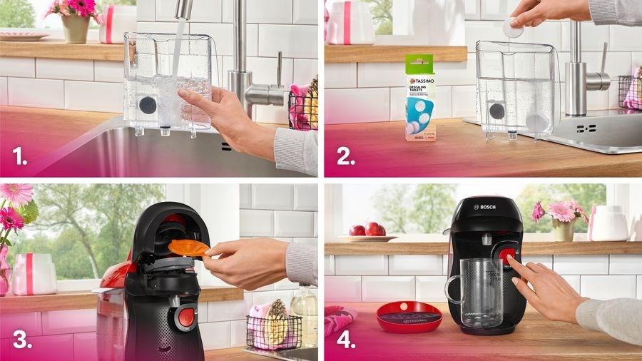 Kapsel kaffemaskine - Bosch Tassimo Happy TAS103E, 0,7 l, rød/sort