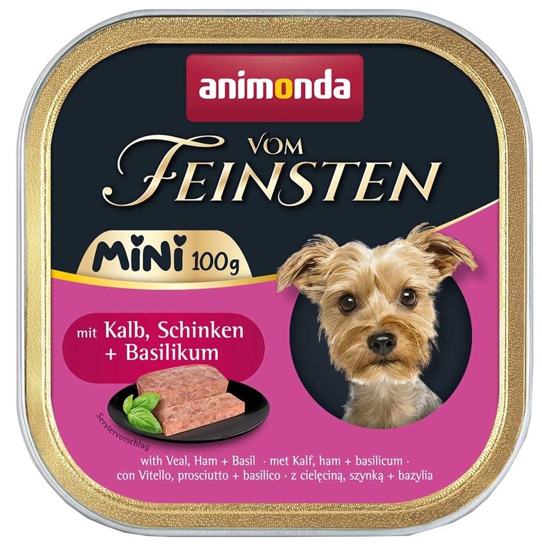 Hundefoder vådfoder animonda Vom Feinsten Mini Kalv, skinke og basilikum 100 g billede
