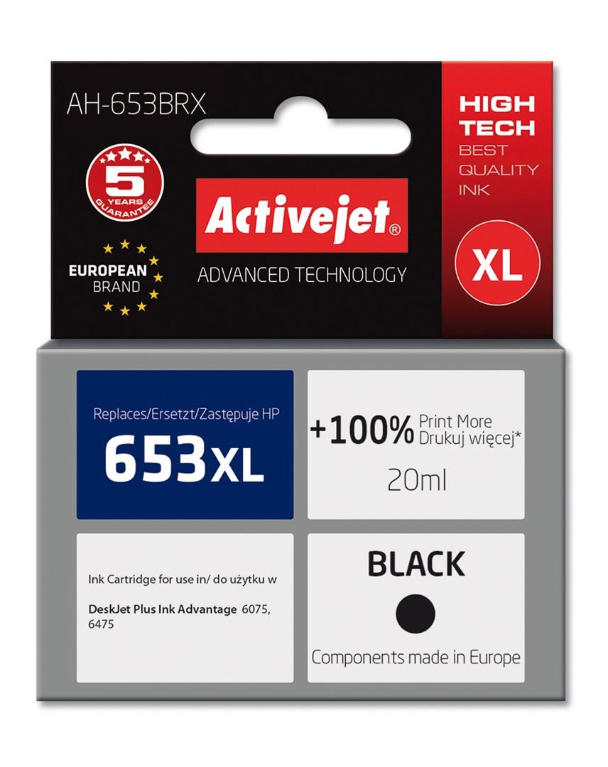 Blækpatron til HP 653XL – Activejet Premium, sort, 20 ml, 720 sider billede