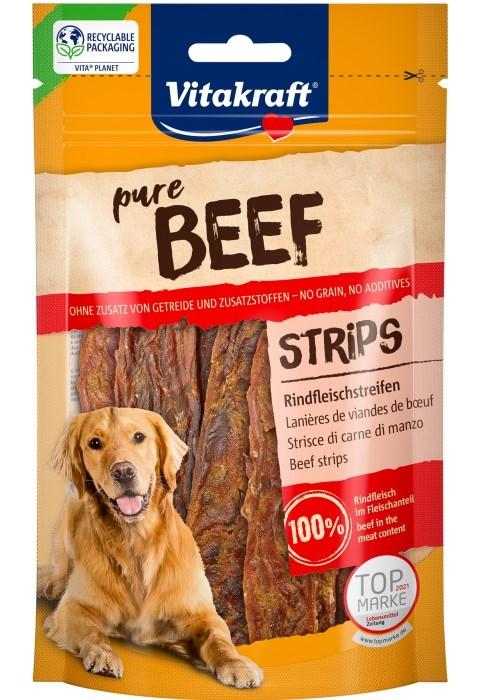 Hundegodbid – Vitakraft Pure Beef Strips 80 g billede