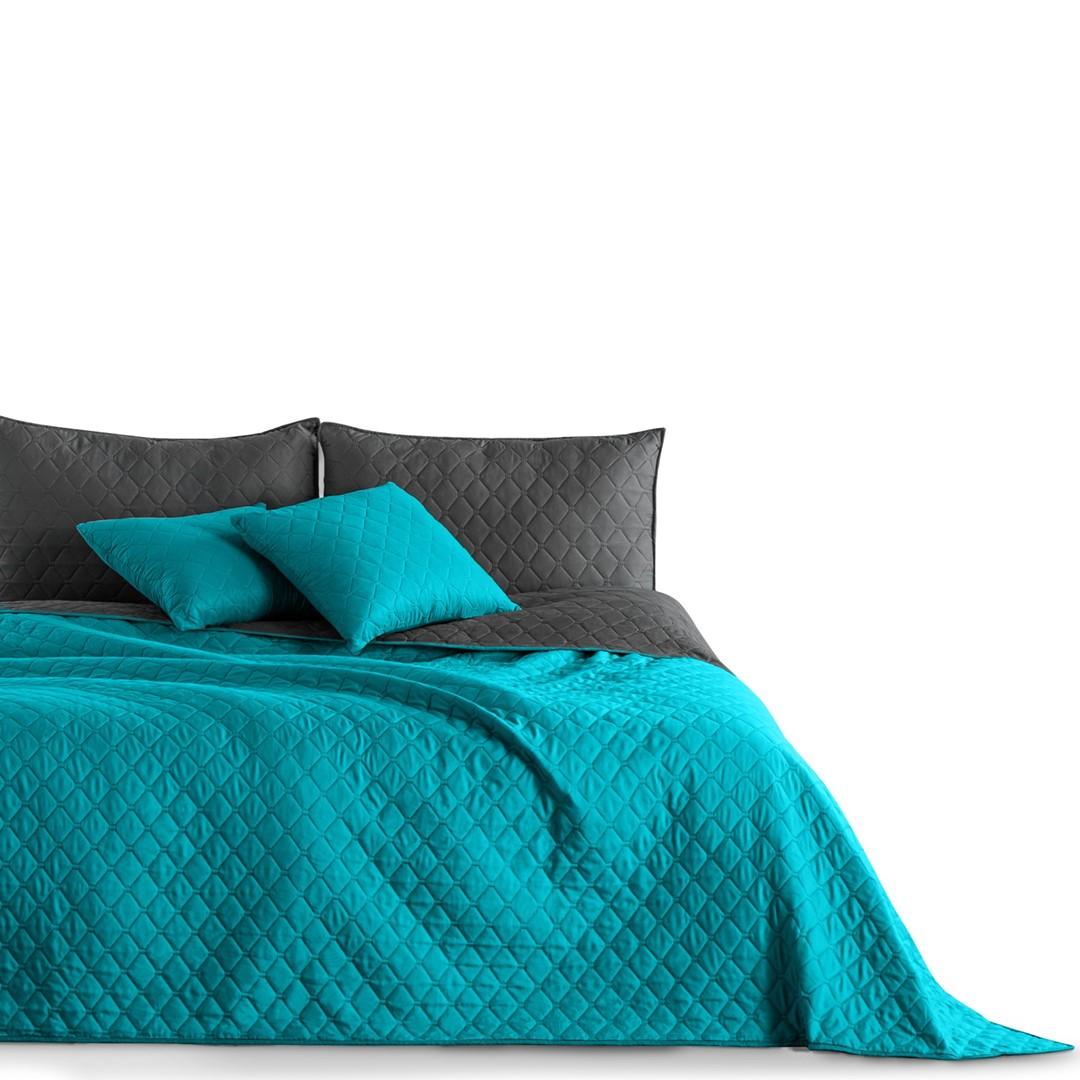 Sengetæppe - DecoKing AXEL mikrofiber 260×280, grafit/havgrøn billede