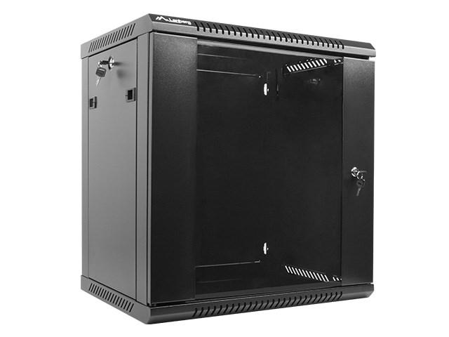 19" vægmonteret rackskab - Lanberg 12U, 600 × 450 mm, sort, glasdør billede