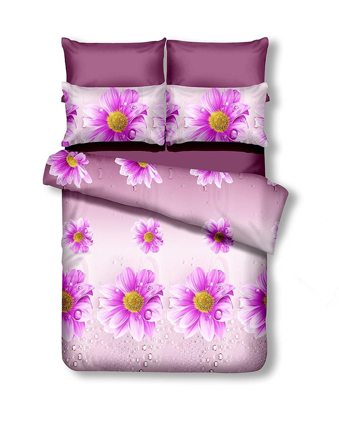 Sengetøj sæt 200x200 cm lilla med blomstermotiv - DecoKing Emerald billede