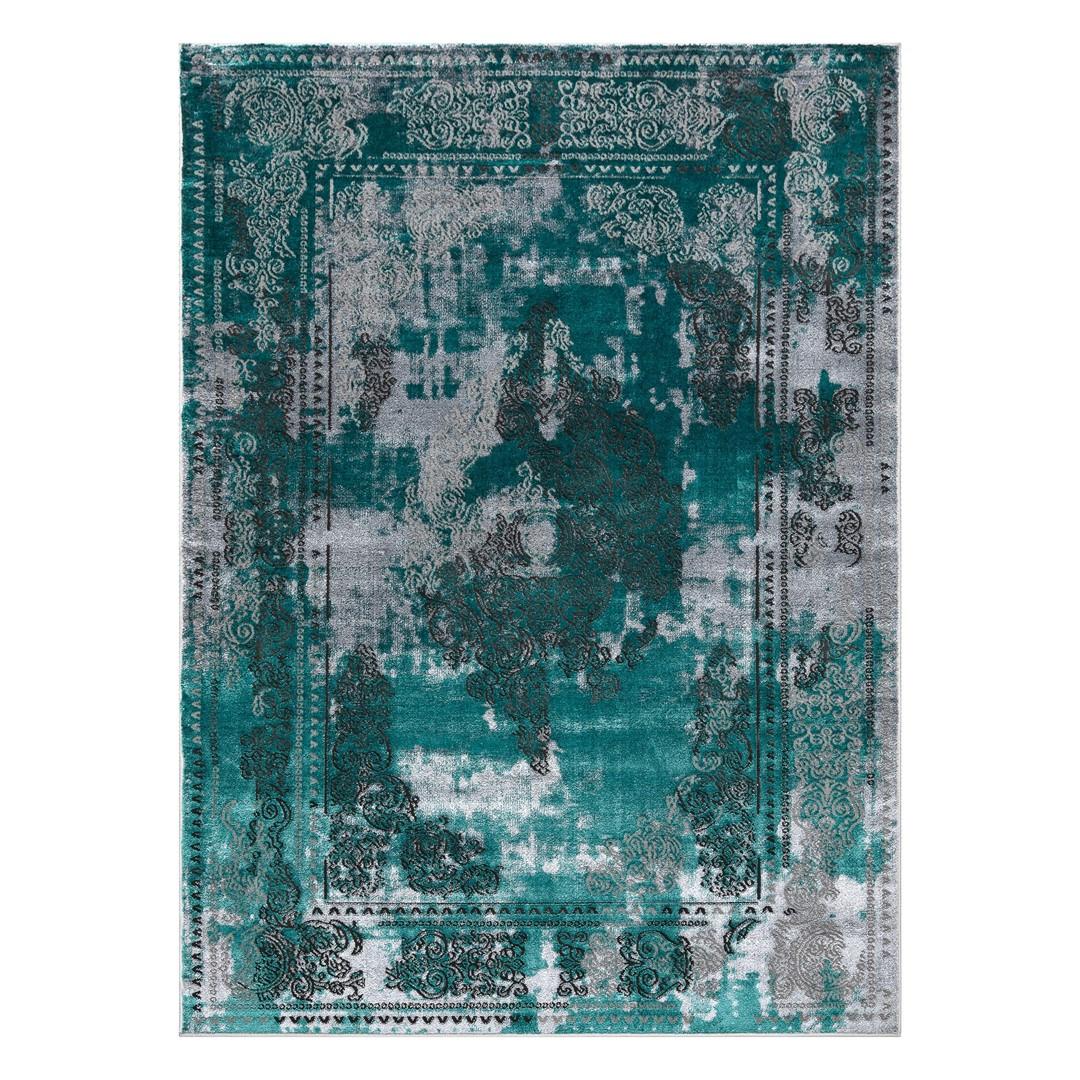 Gulvtæppe Hakano Welli Abstract 6 - havgrøn 120×170 billede
