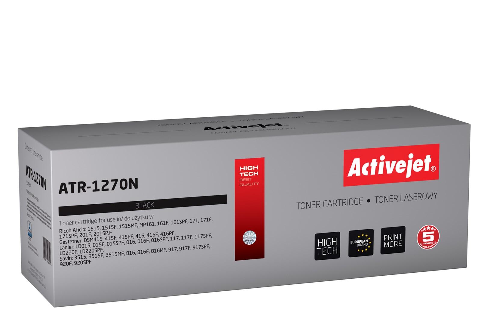 Toner til laserprinter Activejet ATR-1270N - kompatibel med Ricoh 1270D, sort, 7.000 sider billede