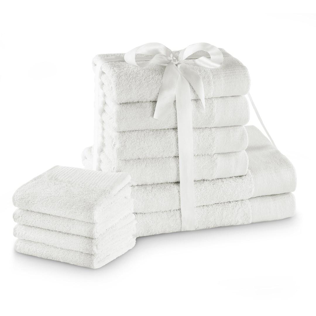 Håndklædesæt AmeliaHome Amari - hvid, klassisk (10 dele) 2×70×140 + 4×50×100 + 4×30×50, 100 % bomuld billede