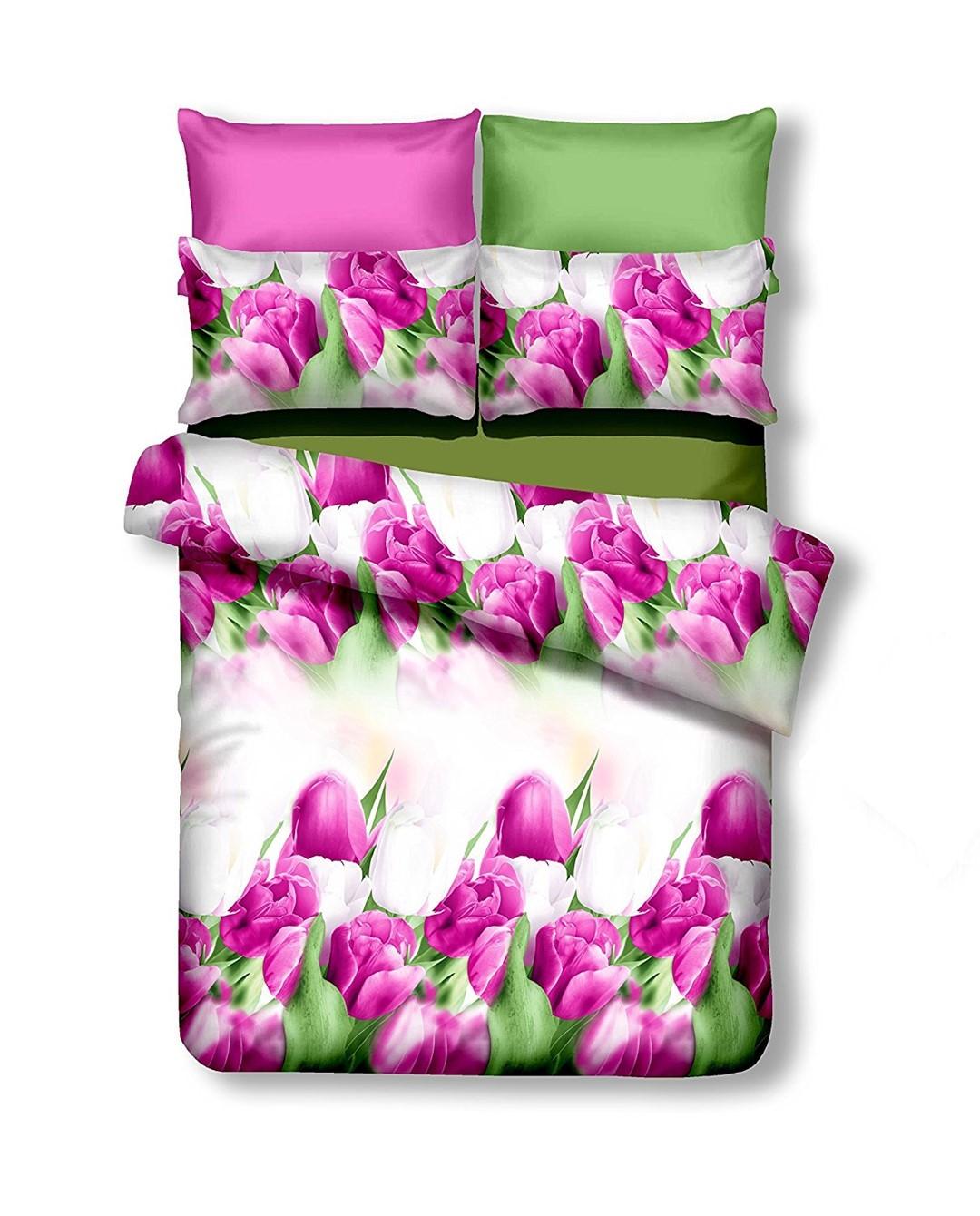 Sengetøjssæt dobbeltdyne 200x220 med blomster - DecoKing Emerald, violet billede