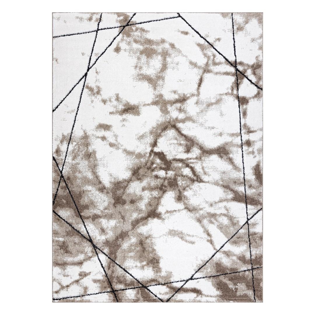 Gulvtæppe 140×190 cm - Hakano Vers Lina, brun/hvid billede