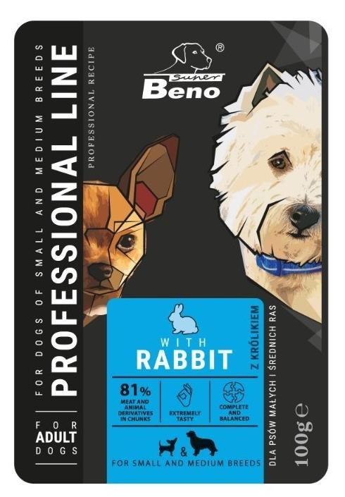 Hundefoder vådfoder - Super Benek Adult små og mellem - Kanin 100 g billede
