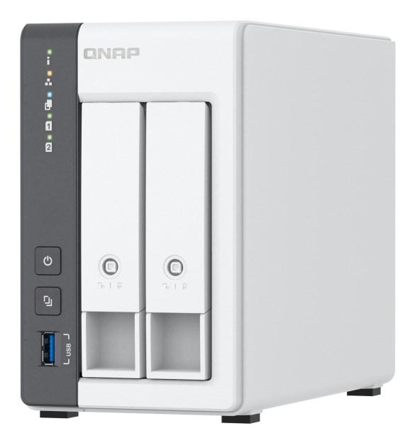 QNAP TS-216G NAS-server i towerformat med 4 GB RAM, 2 bays til HDD/SSD og 2,5 GbE, hvid