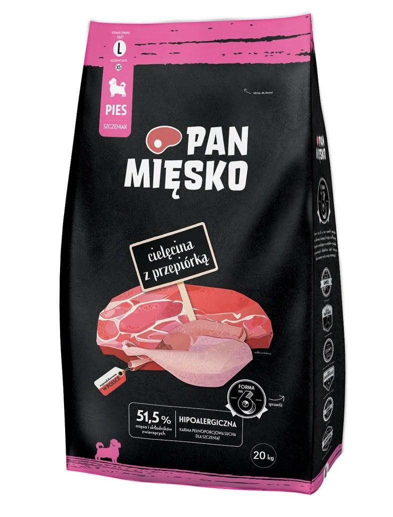 Hundefoder tør PAN MIĘSKO kalv med vagtel – hvalp L – 20 kg billede