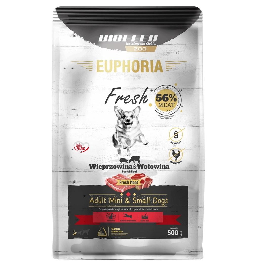Hundefoder tørfoder BIOFEED Euphoria Fresh voksen svin & okse XS/S - 500 g billede