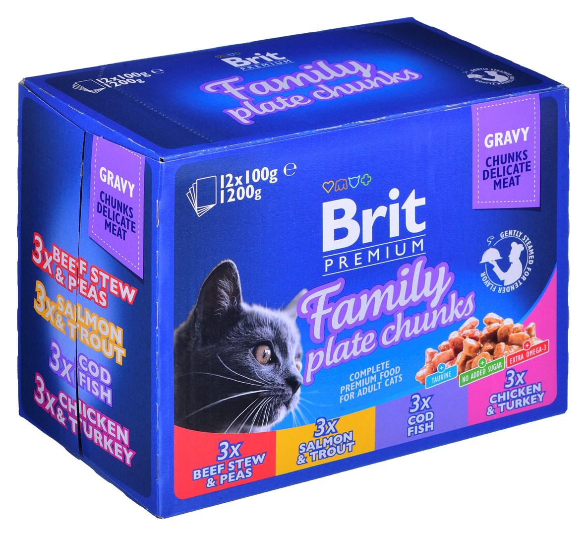 Vådfoder til kat – Brit Premium Family Plate, 12 x 100 g billede
