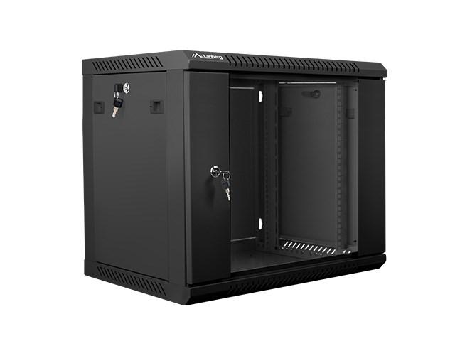 19" vægmonteret rackskab Lanberg 9U 600×450 mm - sort med glasdør billede