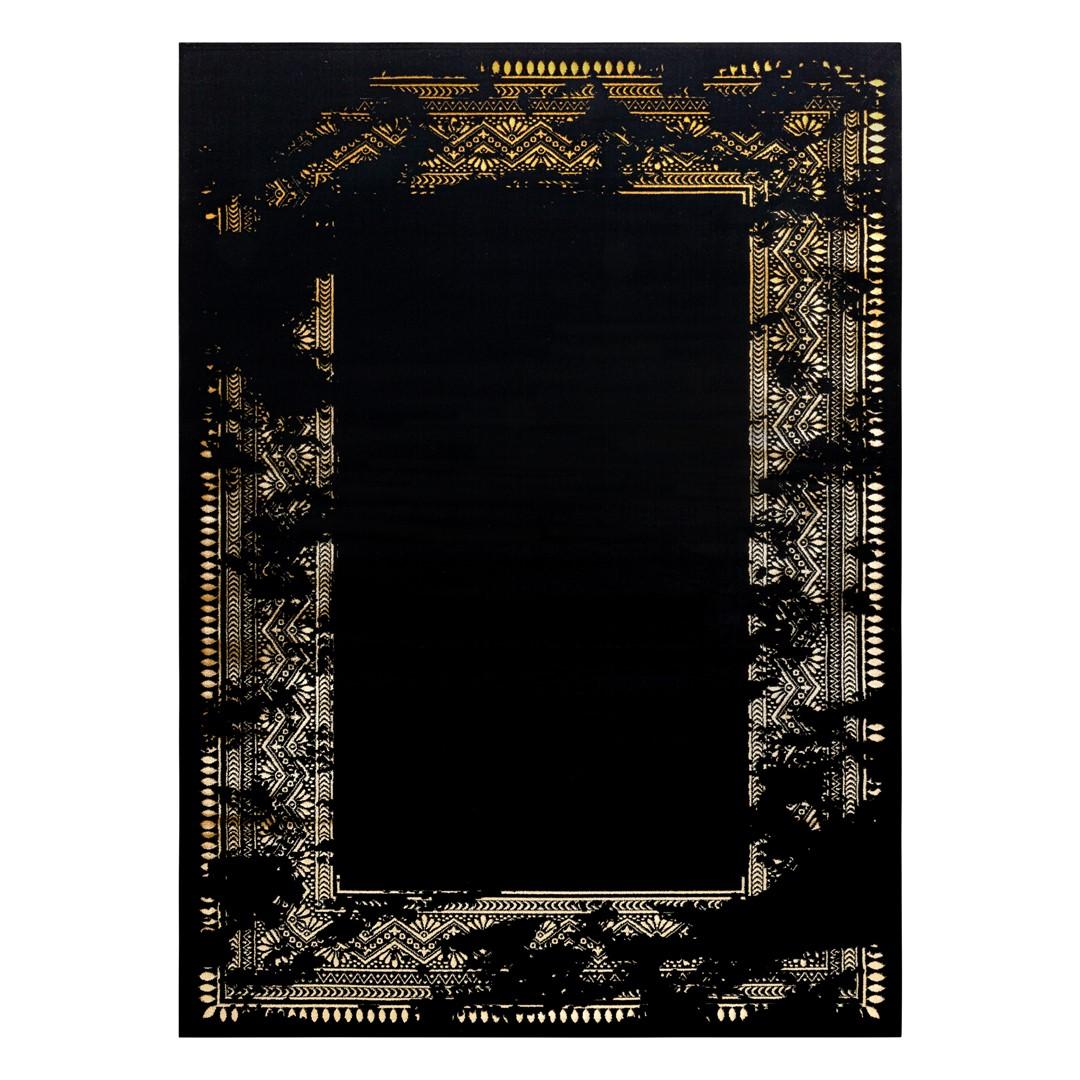 Gulvtæppe løber Hakano Mosse Frame 2 – sort 80×250 cm billede