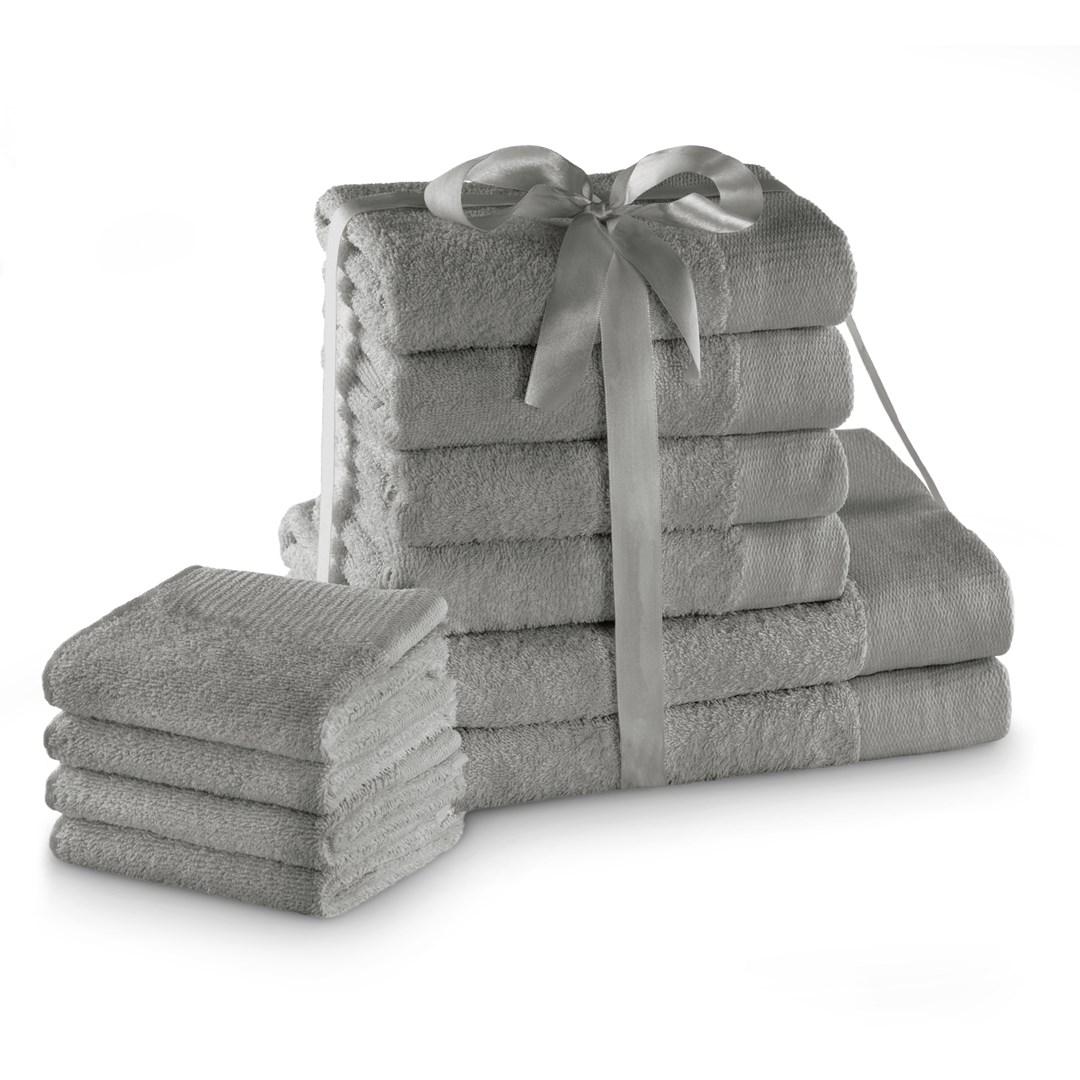 Håndklædesæt AmeliaHome Amari - grå, 10 dele (2×70×140, 4×50×100, 4×30×50) - 100 % bomuld billede