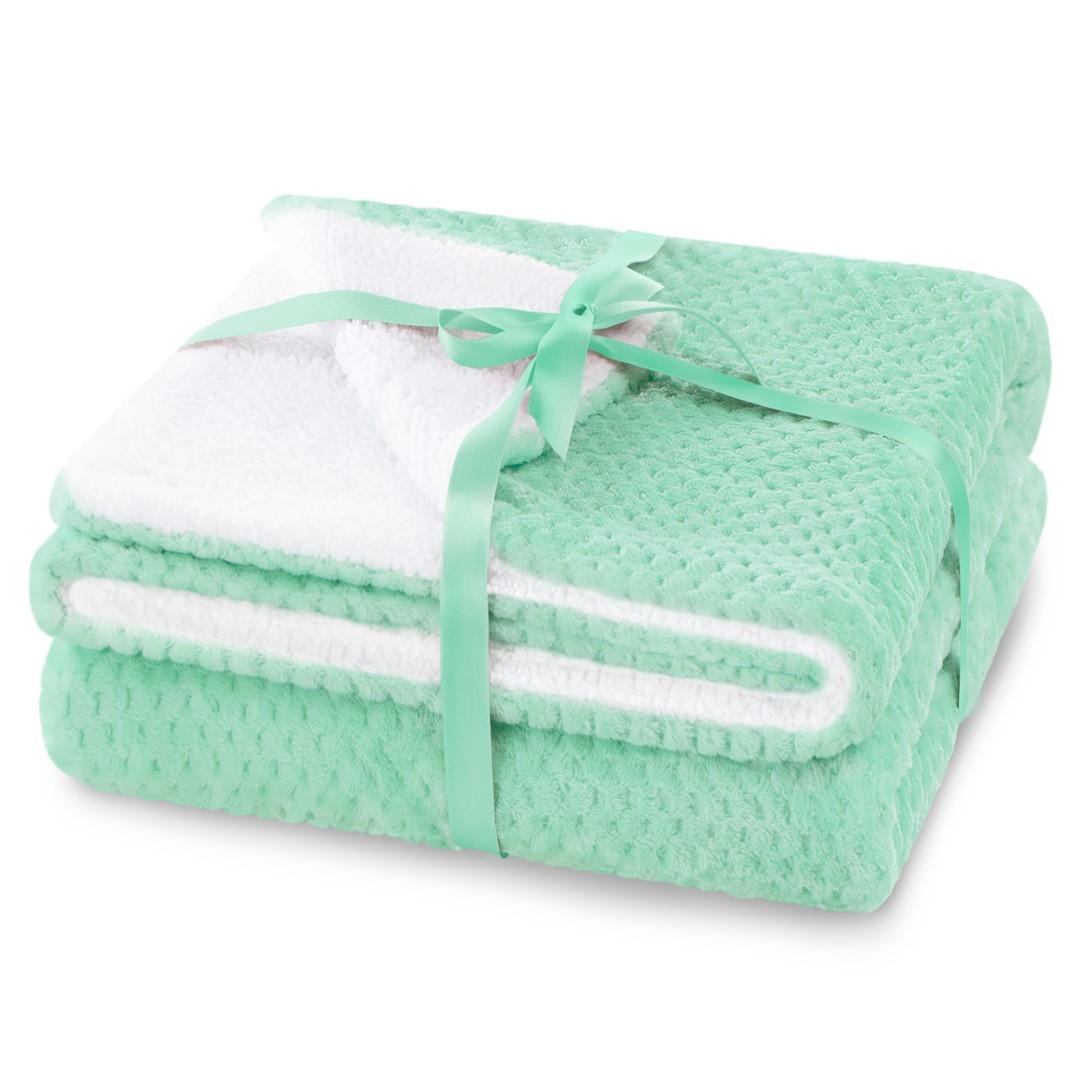 Plaid AmeliaHome SHLEEPY - mintgrøn, jacquardpræget, 130 × 180 cm billede