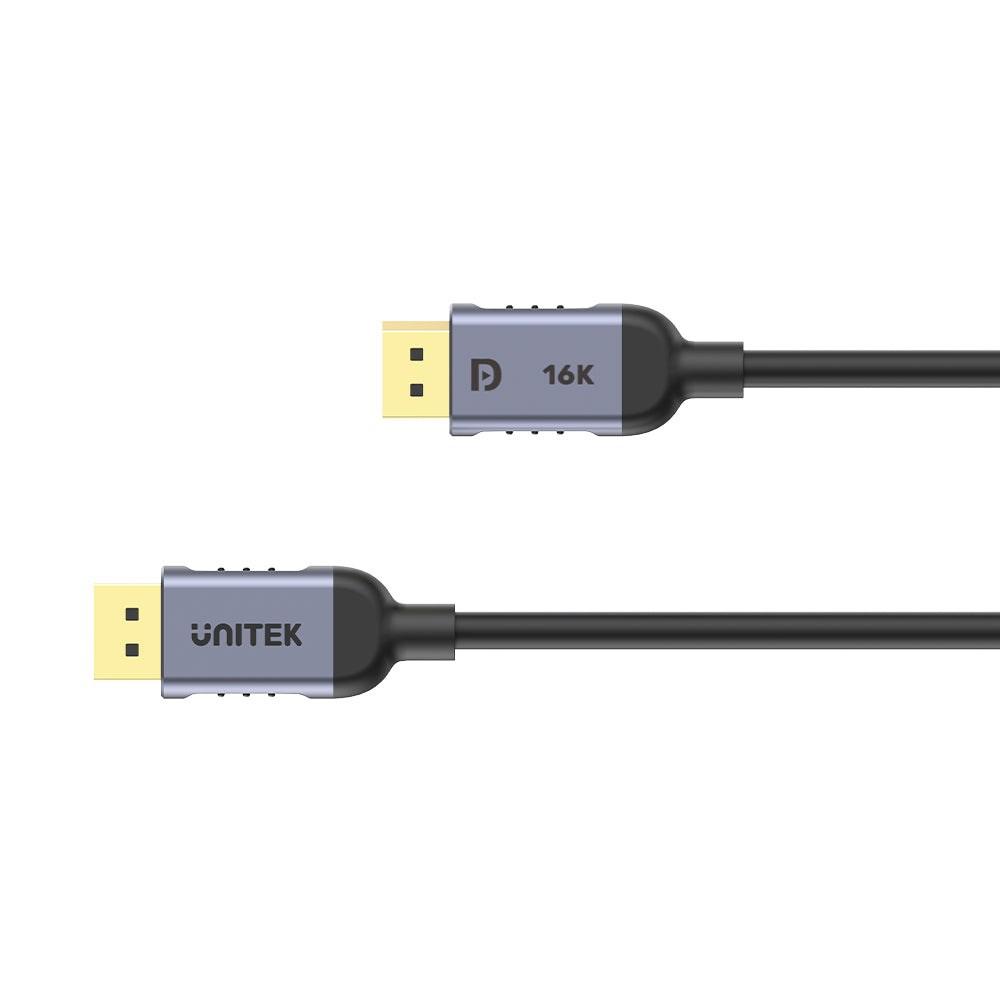 DisplayPort-kabel UNITEK 2.1, 1,5 m – sort/grå billede
