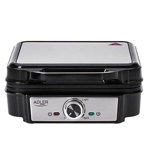 Vaffeljern – Adler AD 3083, 4 firkantede vafler, 1.800 W, sort/sølv billede
