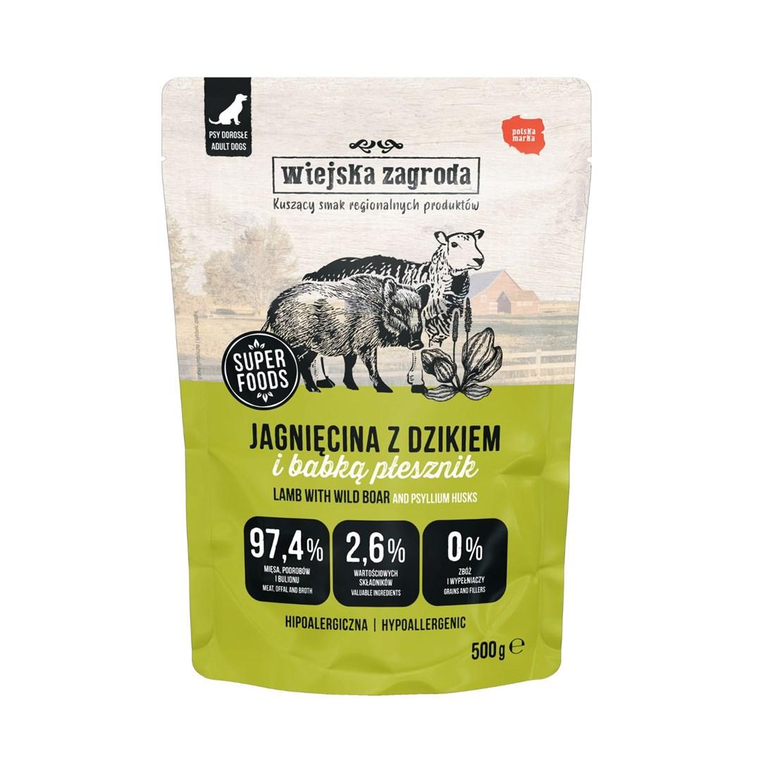 Hundefoder vådfoder wiejska zagroda – lam med vildsvin, 500 g billede