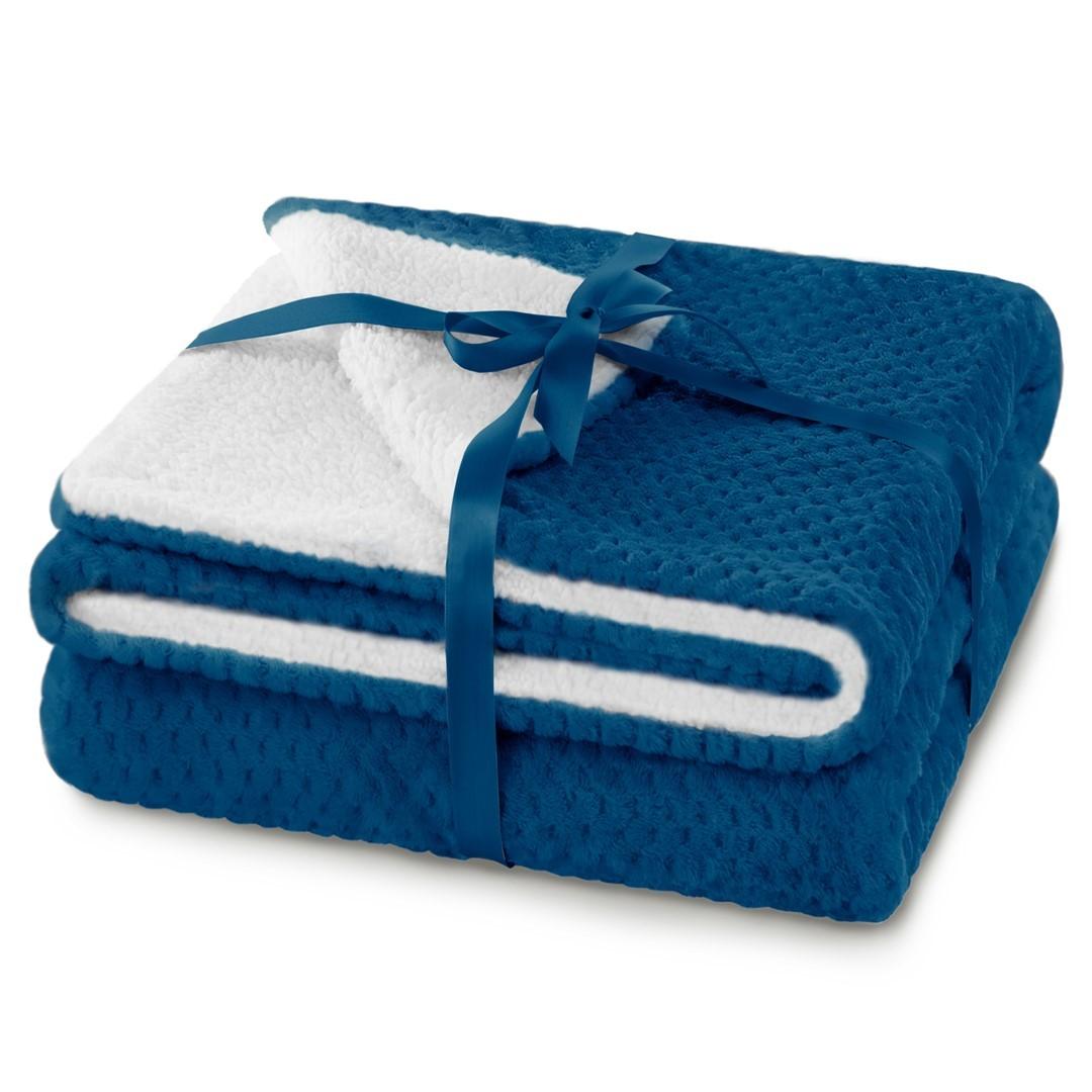 Plaid tæppe AmeliaHome Shleepy - indigo, jacquard-præget, 70×150 cm billede