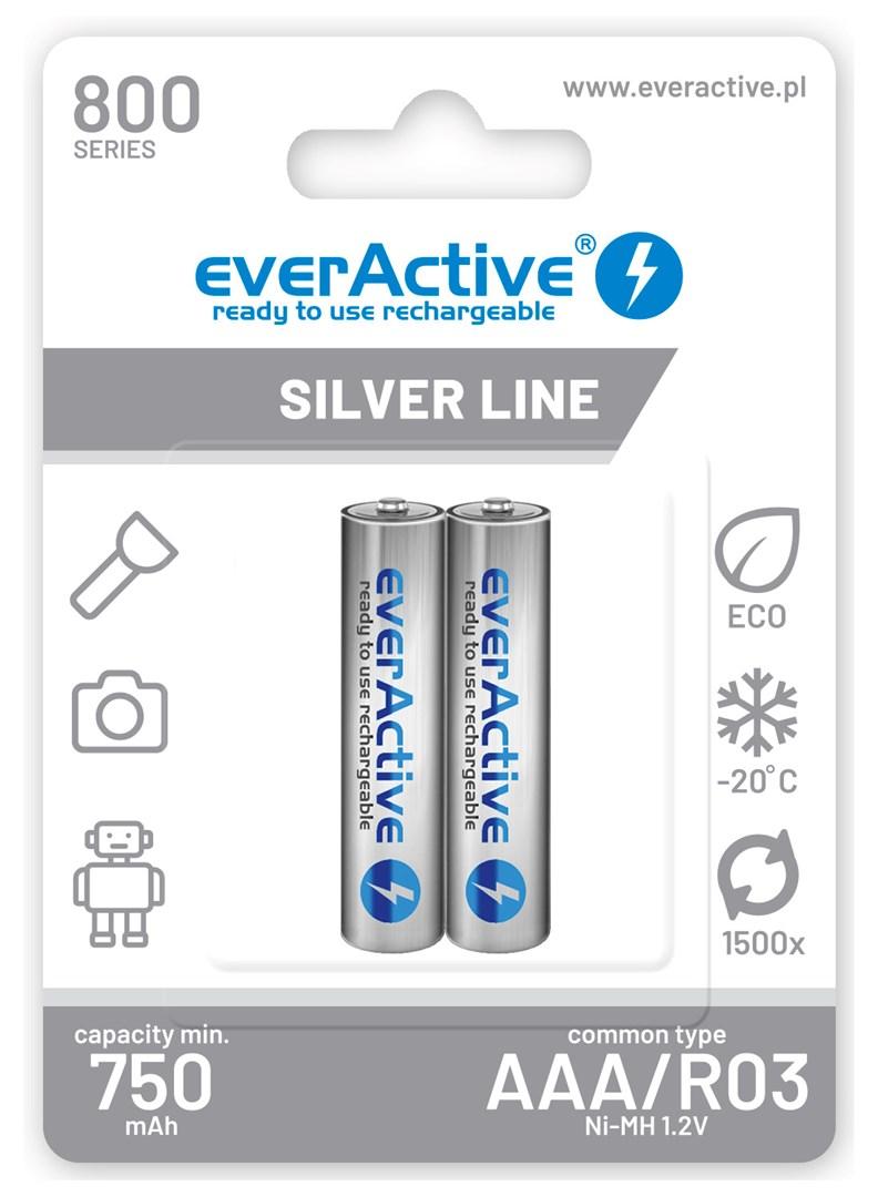 Genopladelige batterier AAA everActive Ni-MH 800 mAh Silver Line – 2 stk. billede