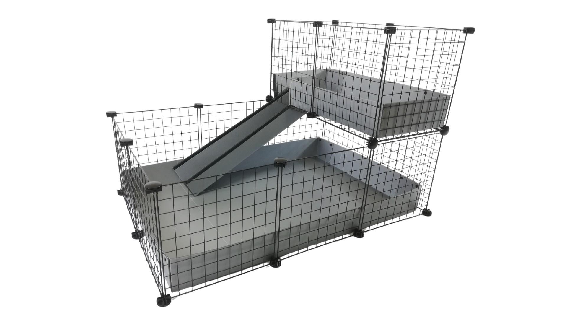 Gnaverbur C&C modulbur 3x2 i én etage + 2x1 loft med sølvfarvet rampe billede