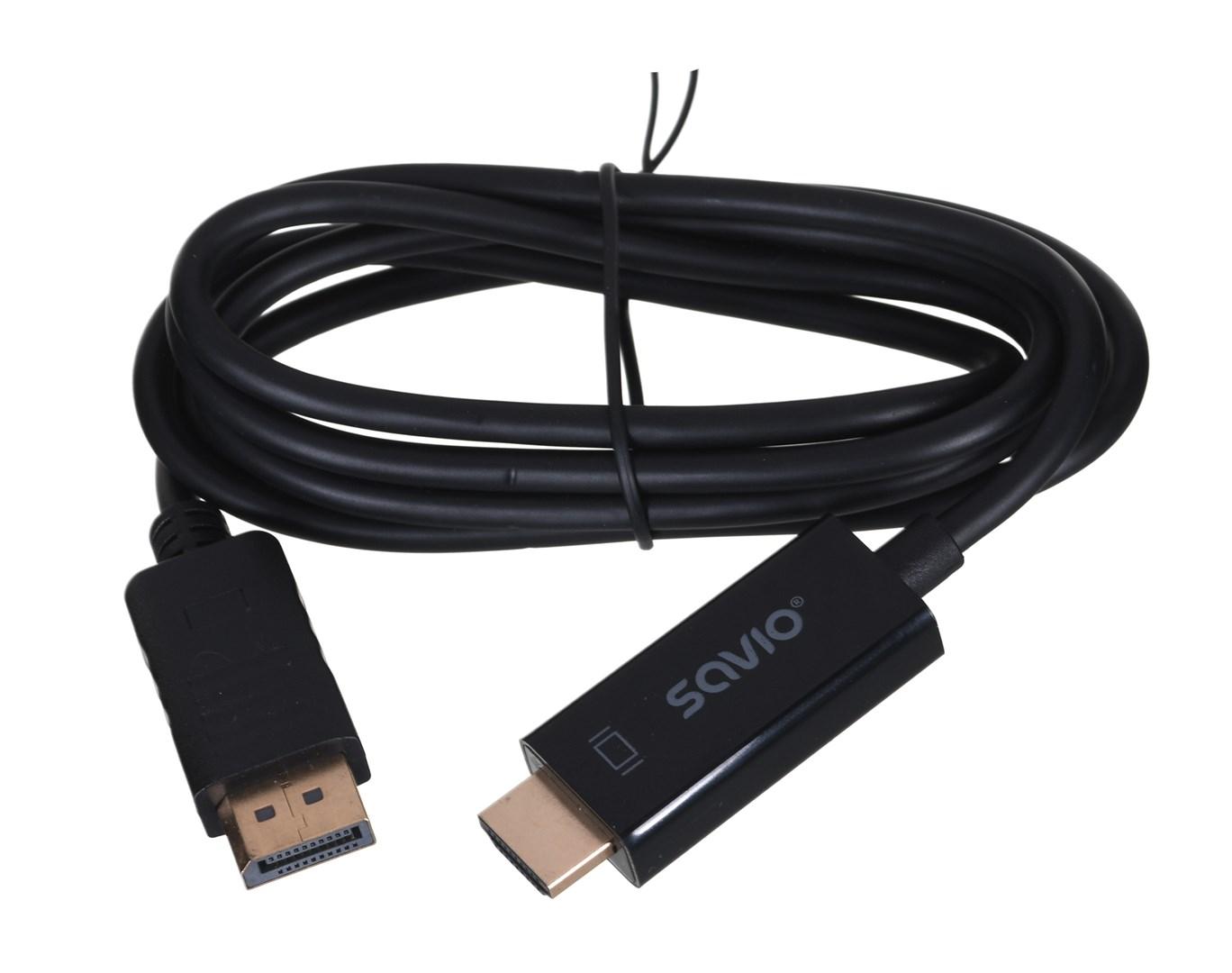 DisplayPort til HDMI-kabel 1,5 m – Savio CL-56, sort billede