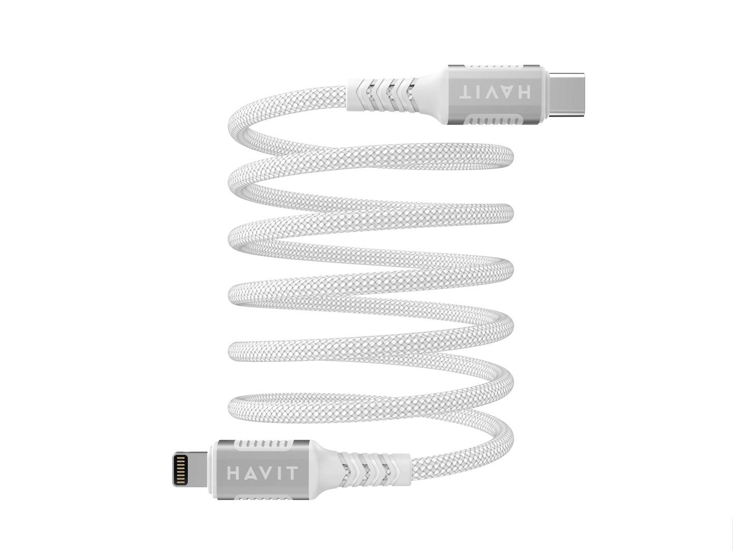 USB-C til Lightning kabel – Havit CB6298, magnetisk, 1 m, hvid billede