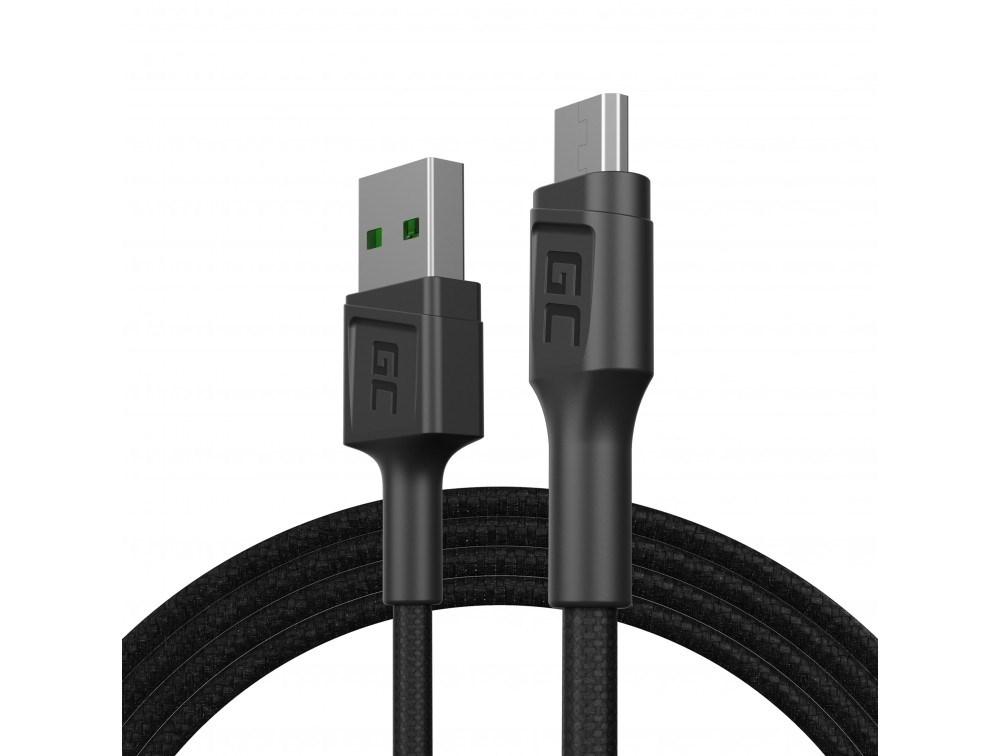 USB-kabel Micro-USB 1,2 m - Green Cell (USB 2.0, sort) billede