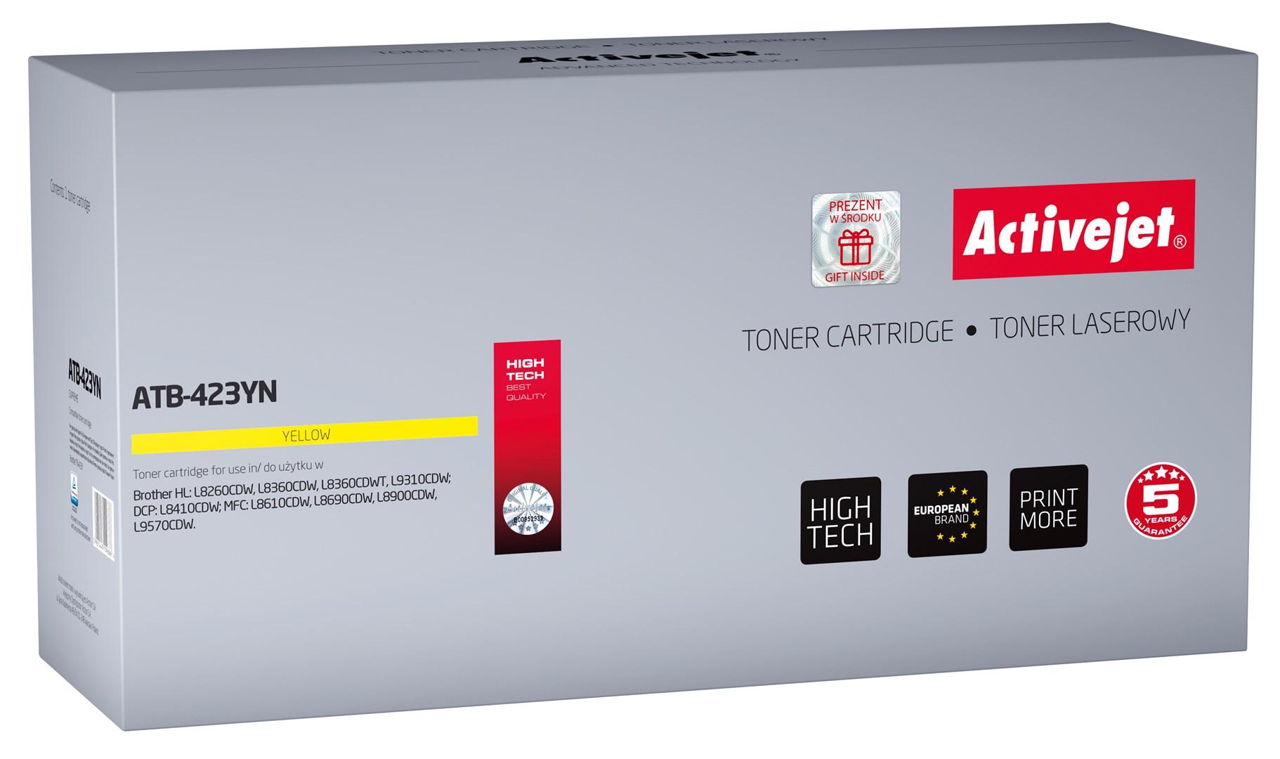 Toner til Brother – Activejet ATB-423YN gul, kompatibel TN-423Y, 4.000 sider billede