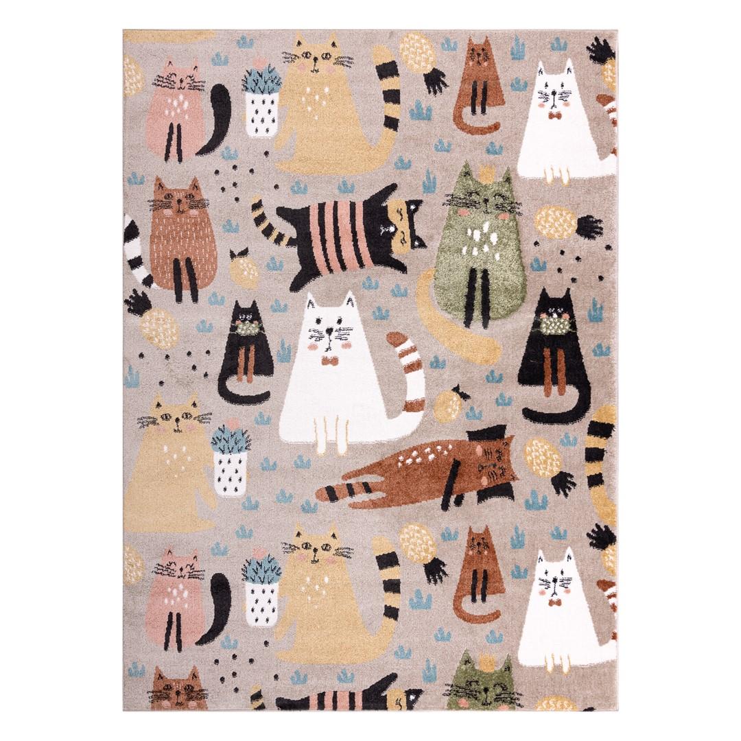 Gulvtæppe til børneværelse Hakano Beo Kittens 160×220 - beige billede