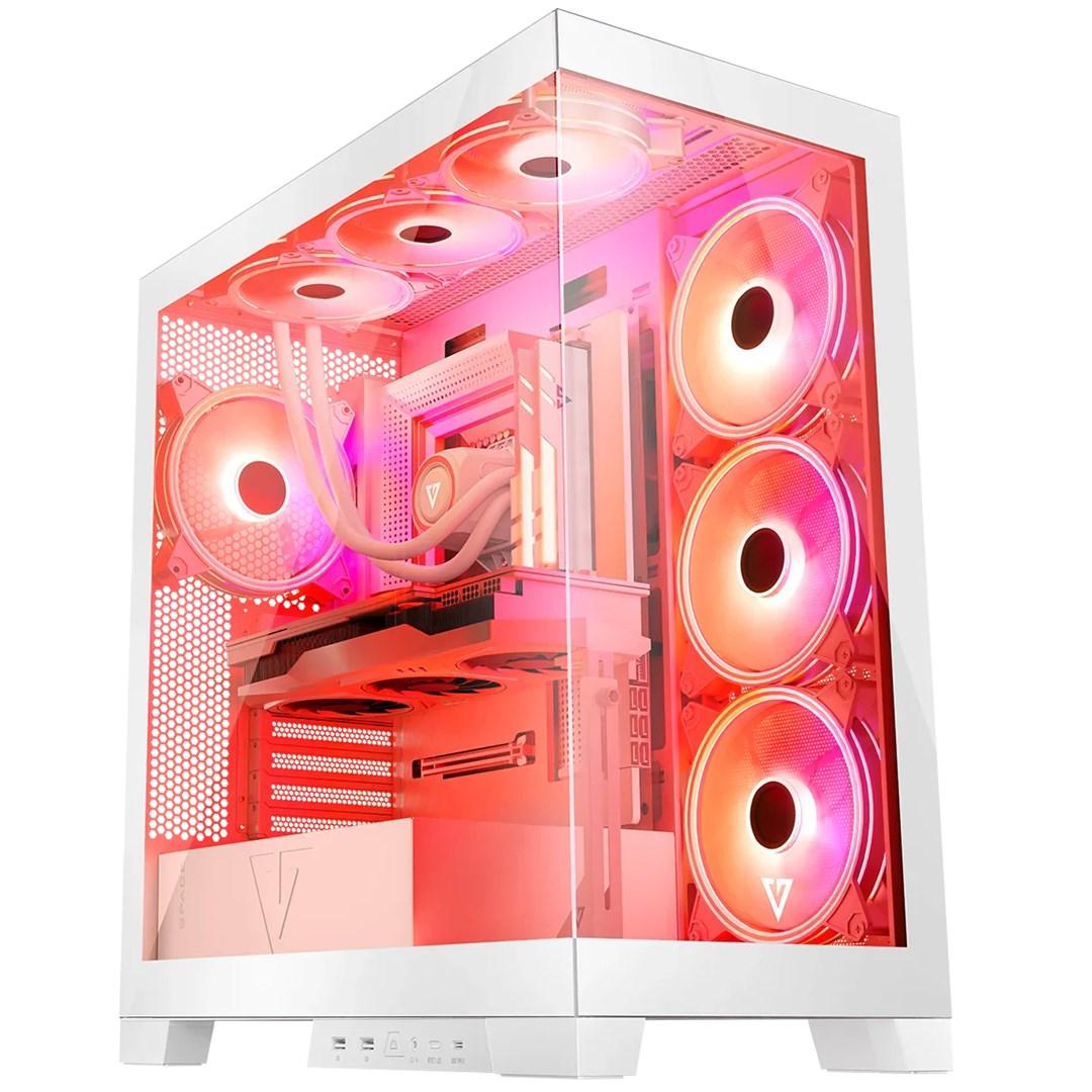 PC kabinet MODECOM Volcano Space Apex ARGB Midi Tower – hvid billede