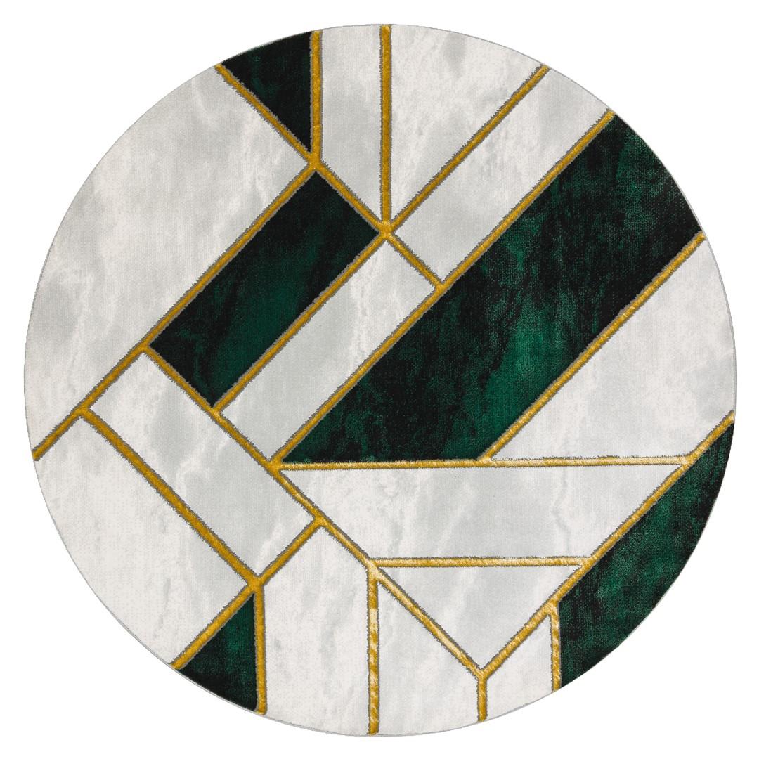 Rundt gulvtæppe Hakano Estema Marble 3 - flaskegrøn 160 cm billede
