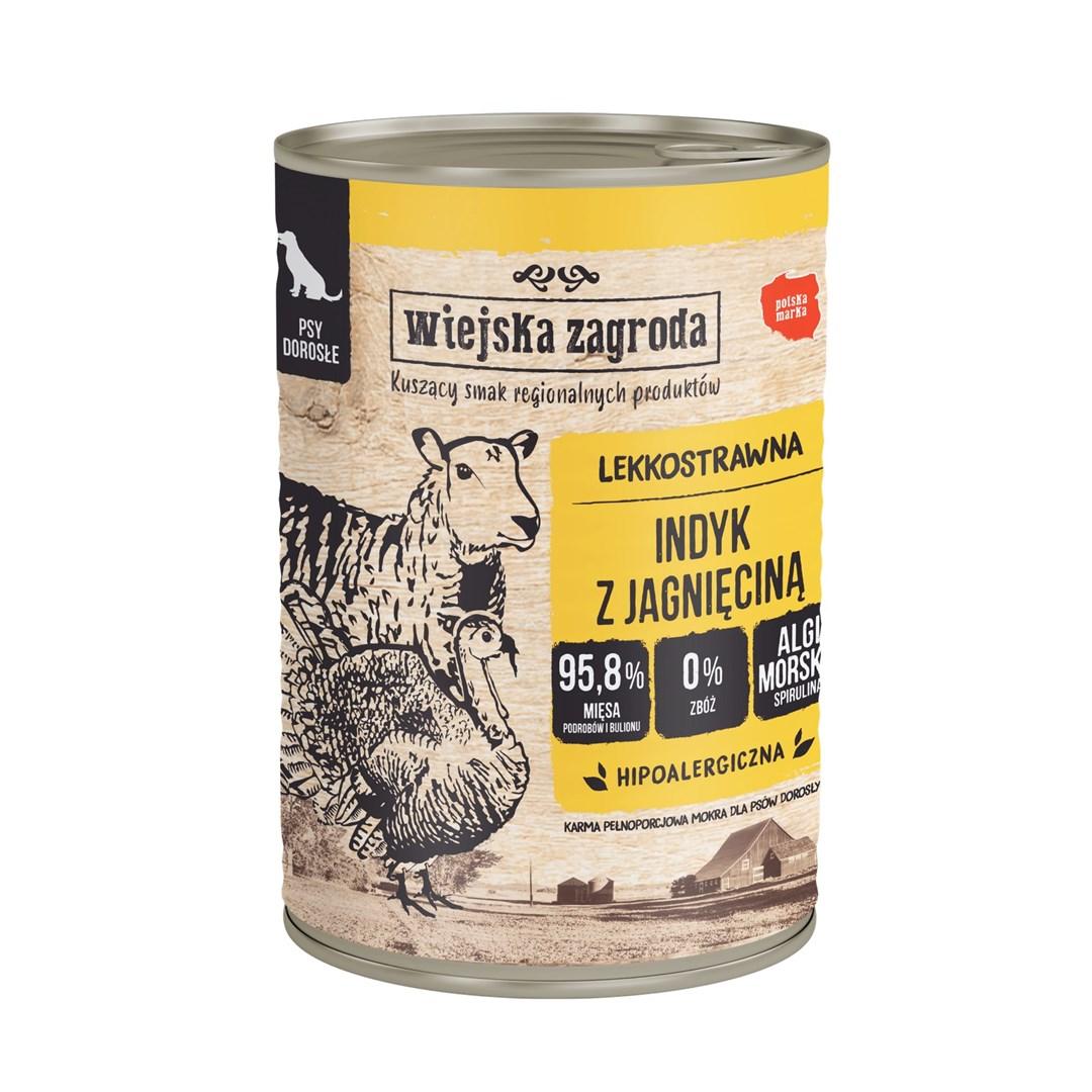 Hundefoder vådfoder – Wiejska Zagroda kalkun med lam 400 g billede