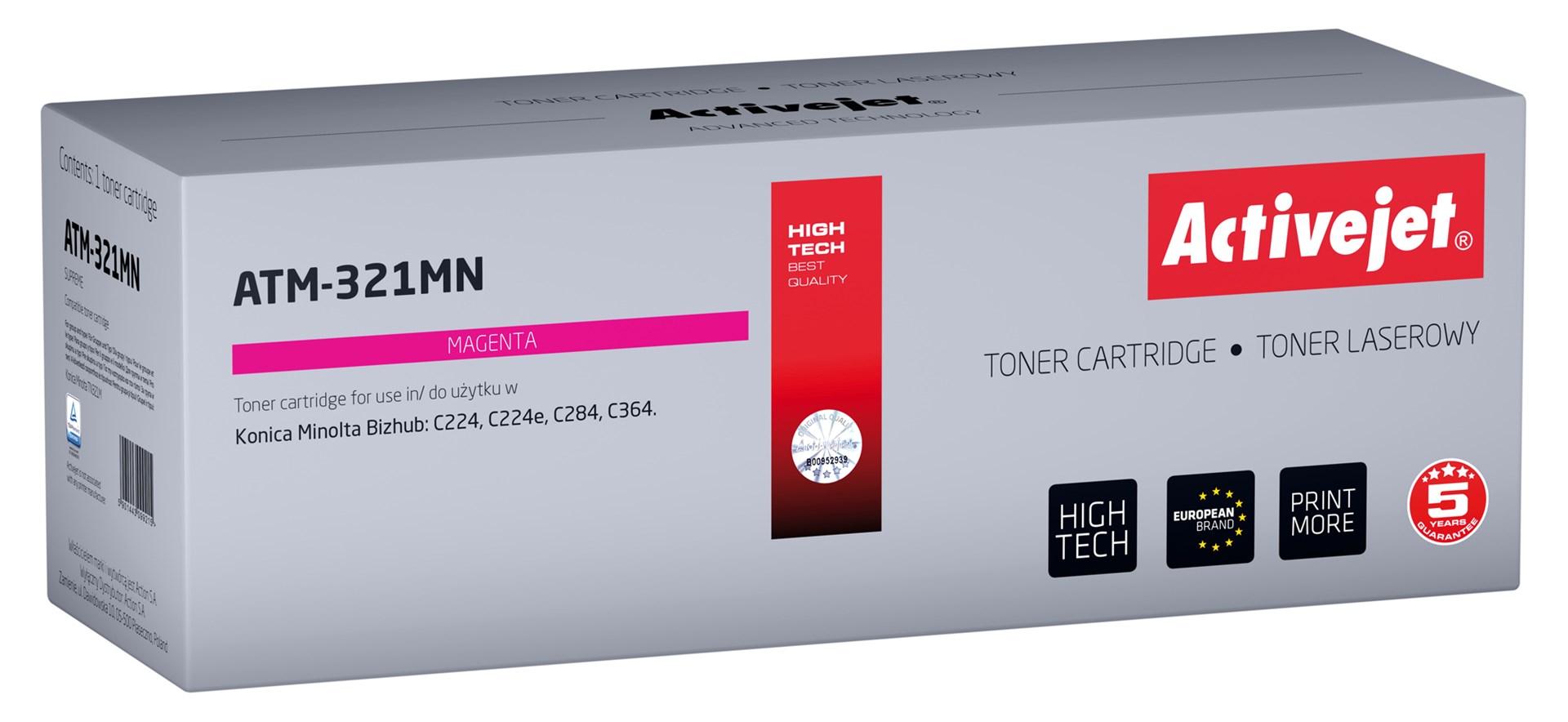 Toner til laserprinter Activejet ATM-321MN – magenta, kompatibel med Konica Minolta TN321M (25.000 sider) billede