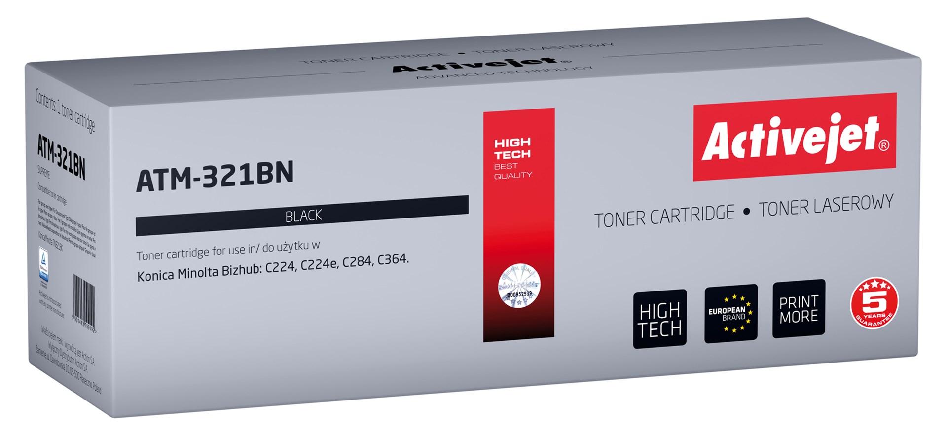 Toner til Konica Minolta - Activejet ATM-321BN, sort, TN321K kompatibel, 27.000 sider billede