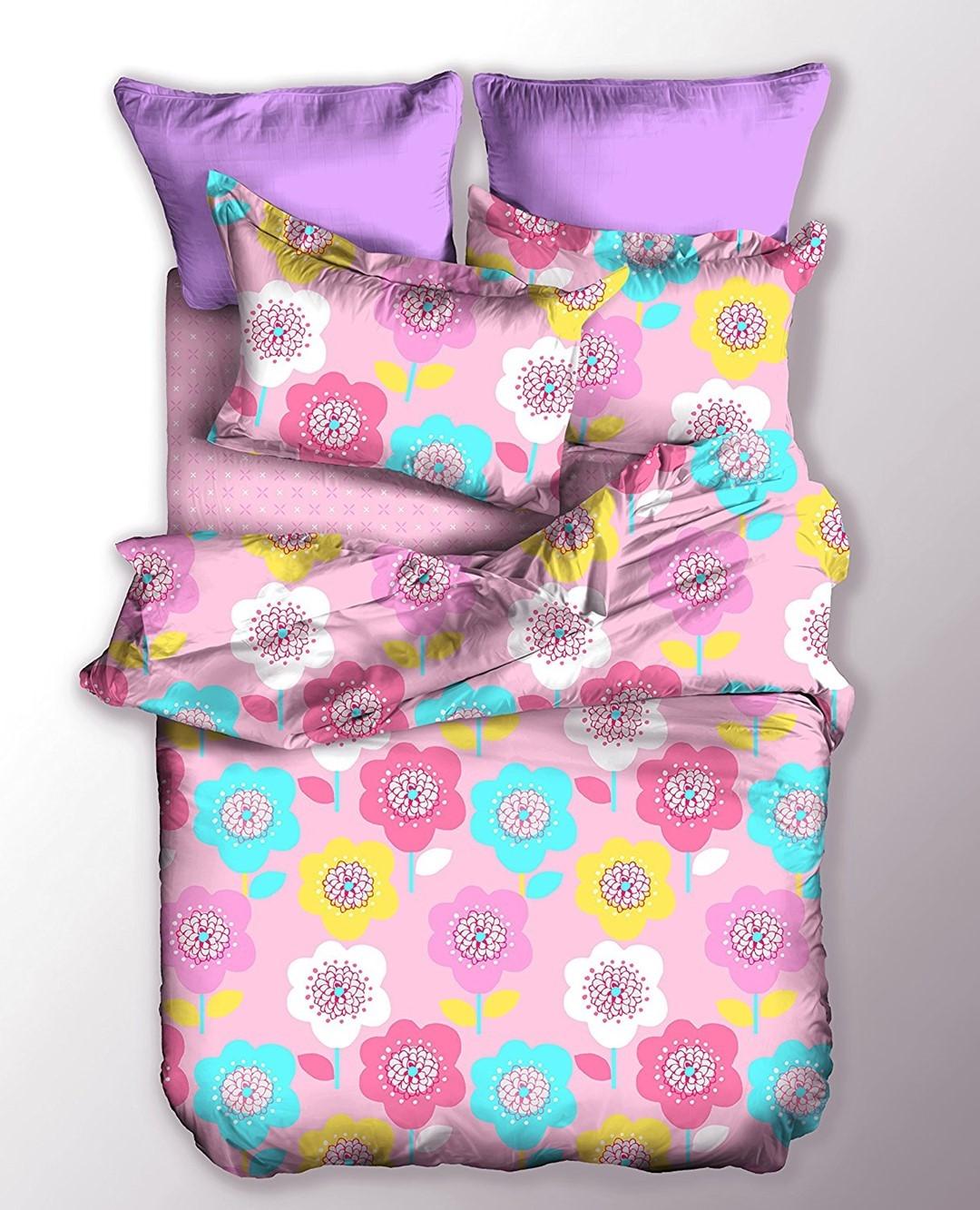 Sengetøj sæt 200x200 med blomster - DecoKing BASIC, pudderlyserød + 2 pudebetræk 80x80 billede