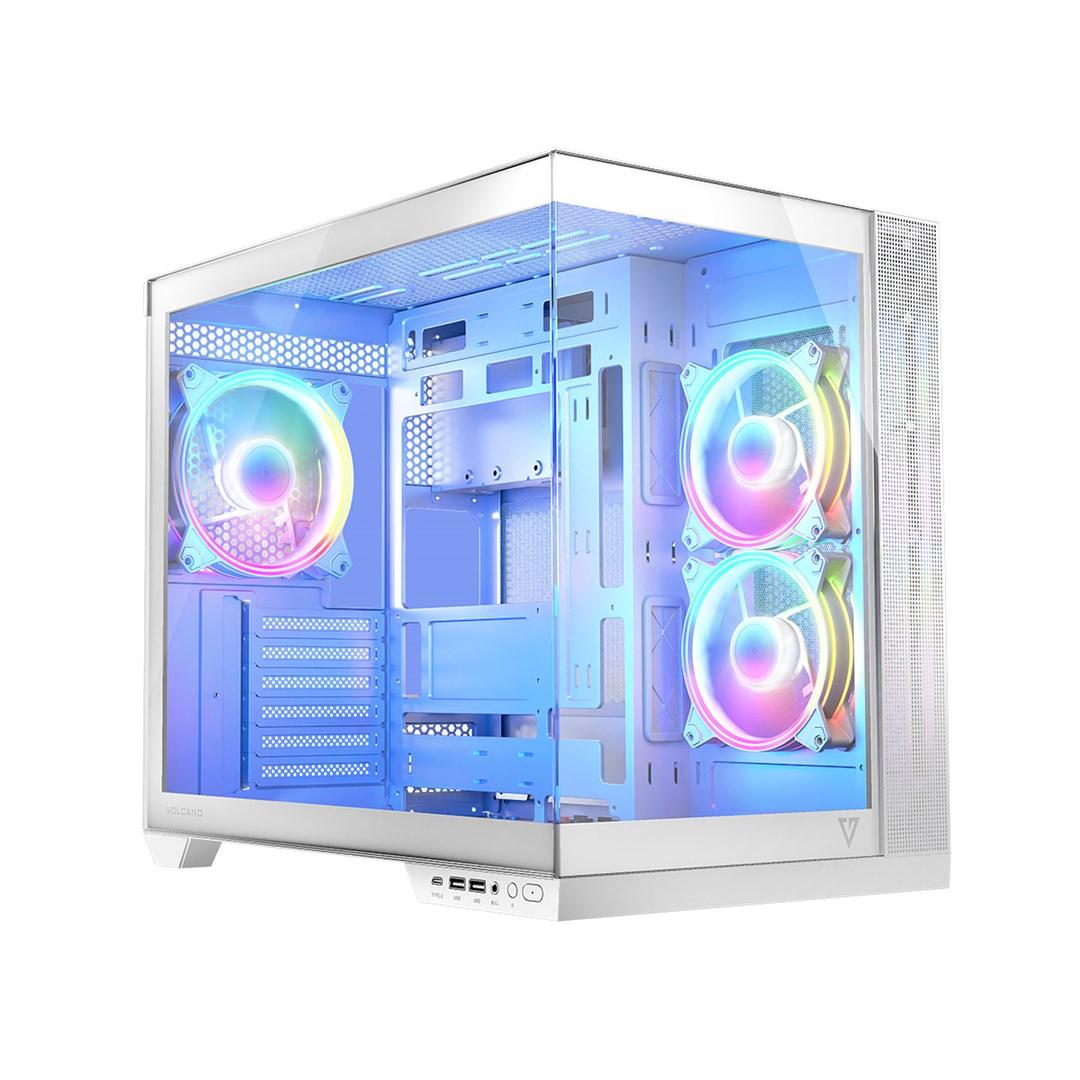 PC kabinet MODECOM Volcano Panorama APEX ARGB 3F - Midi Tower, hvid billede