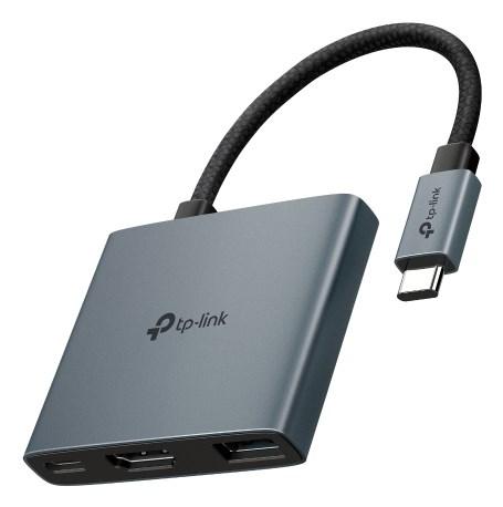 USB-C hub TP-Link 3-ports, 4K HDMI, 5 Gbit/s, grå billede