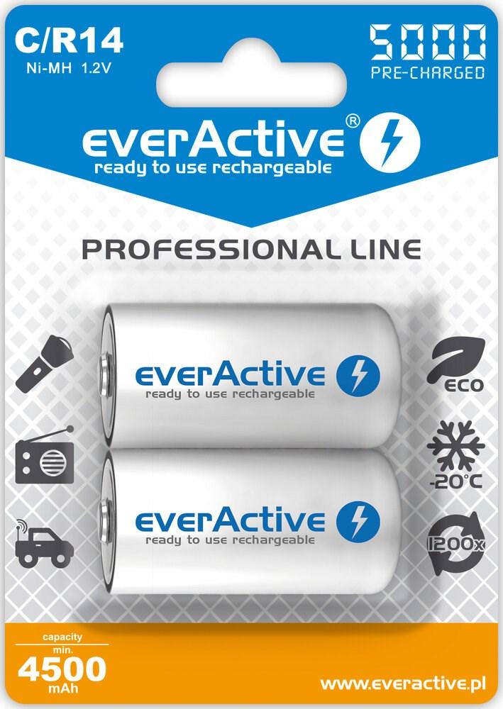 Genopladelige batterier C R14 5000 mAh – everActive Professional Line billede