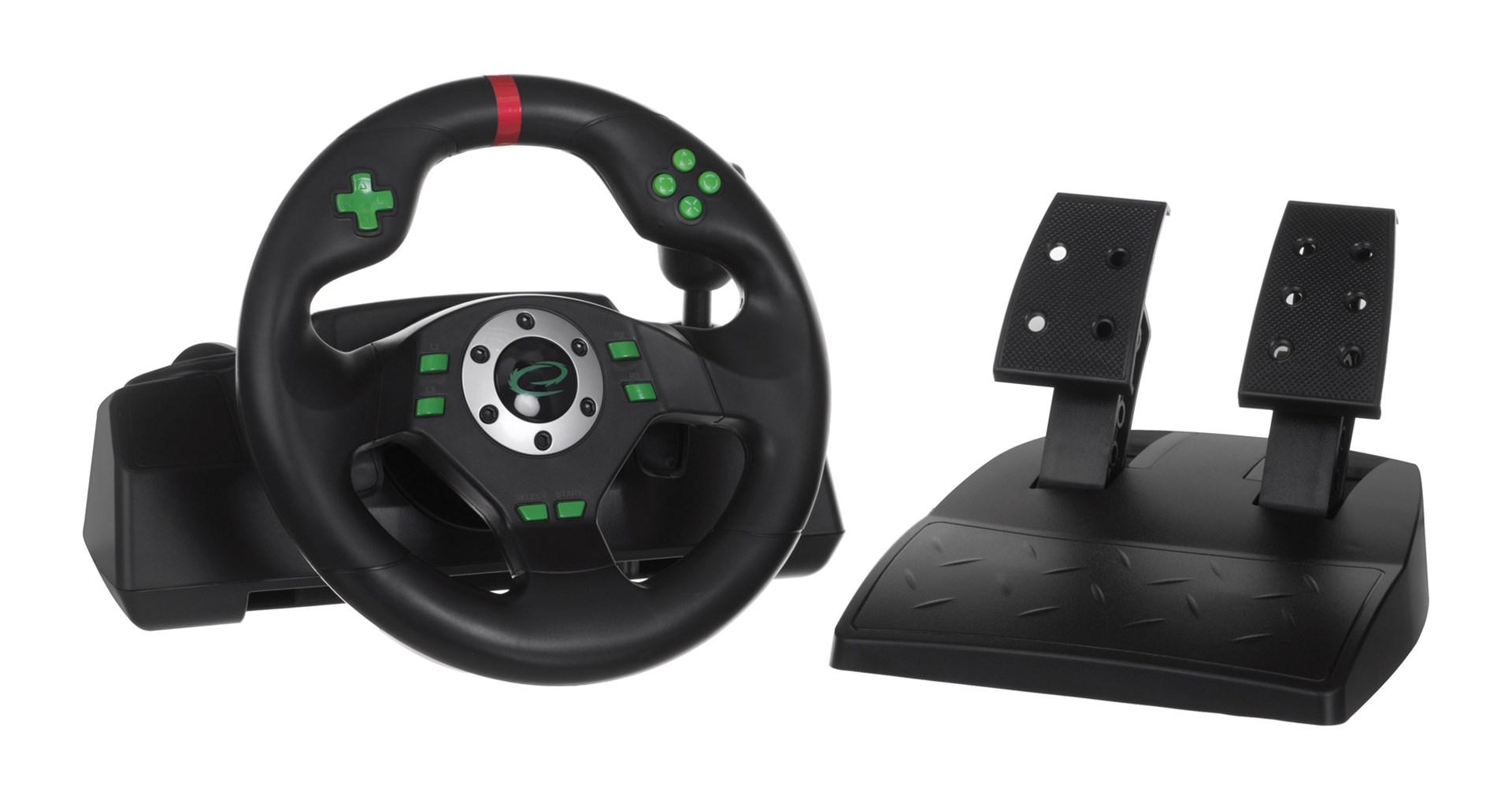 Racing rat med pedaler - Esperanza EGW101, PC/PlayStation 3, USB (sort/grøn) billede