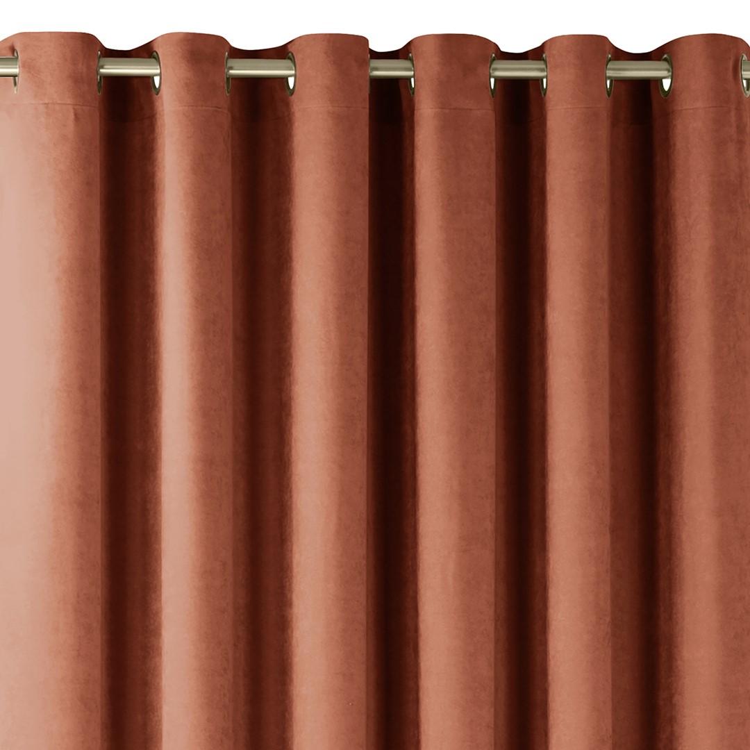 Mørklægningsgardin 140x270 brunrød - HOMEDE MILANA med guldmetal-øskner billede