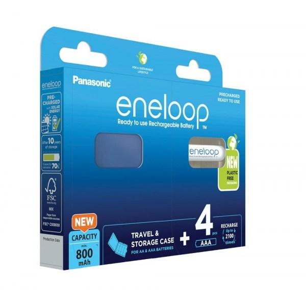 Genopladelige batterier AAA 800 mAh - Panasonic Eneloop, 4 stk + etui